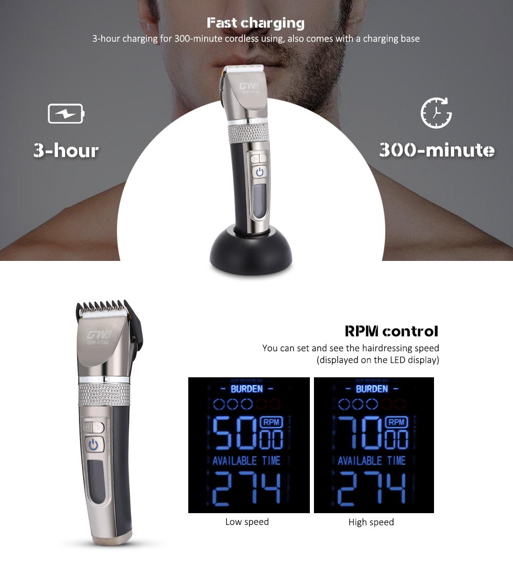 Guowei GW - 9730 Professional Electric Hair Clipper Trimmer Styling Haircut