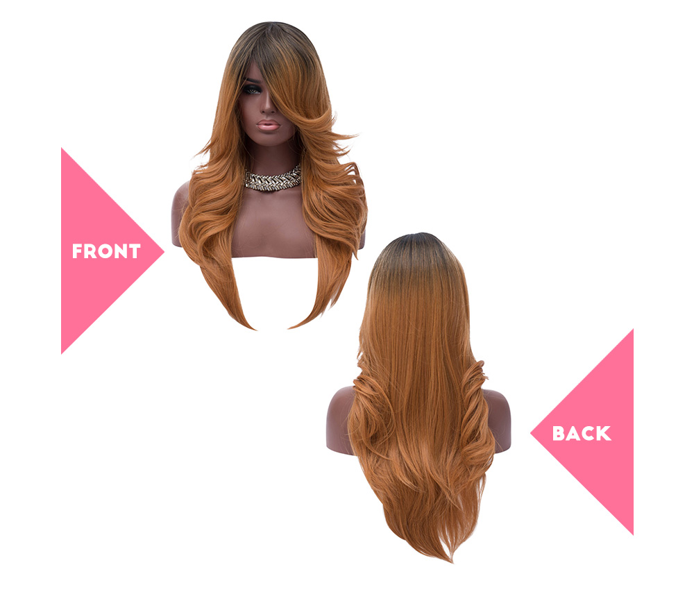 Beauty Hair Long Wavy Heat Resistant Synthetic Two Tone Women Wig