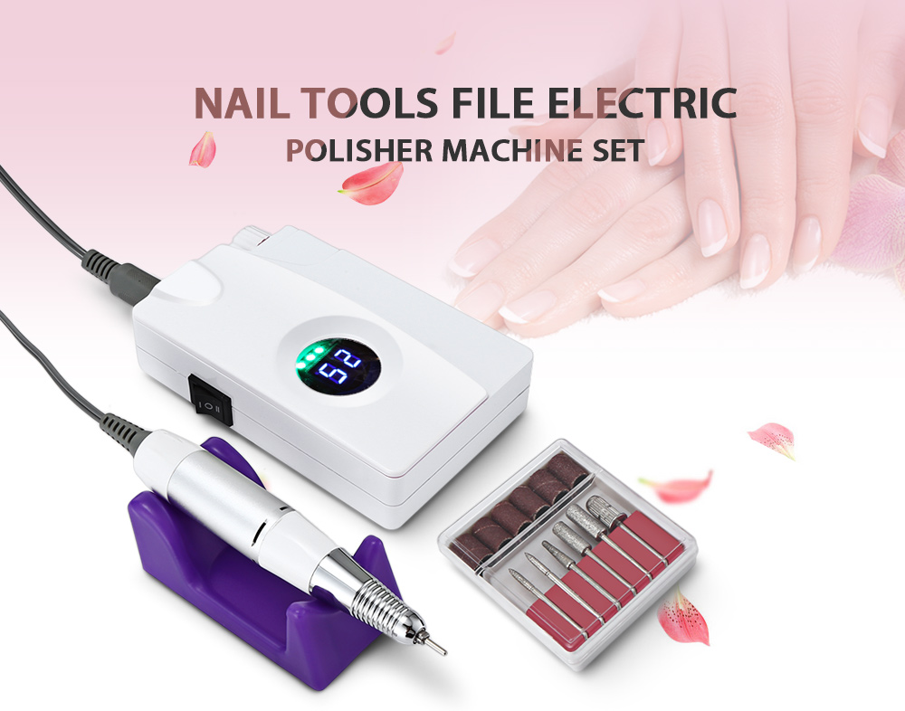 Electric Rechargeable Nail Manicure Pedicure Tools Files Polisher Grinding Glazing Equipment Set
