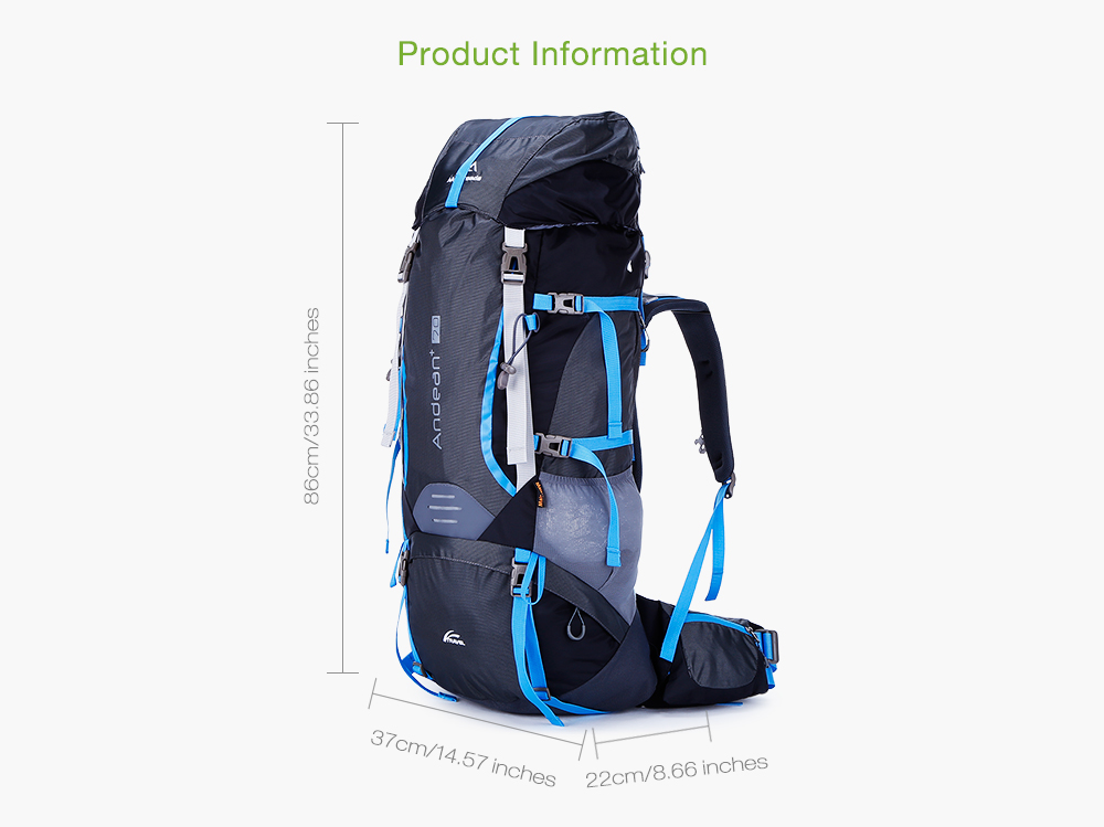 Maleroads 70L Outdoor Sports Backpack Hiking Camping Water Resistant Nylon Bike Rucksack Bag