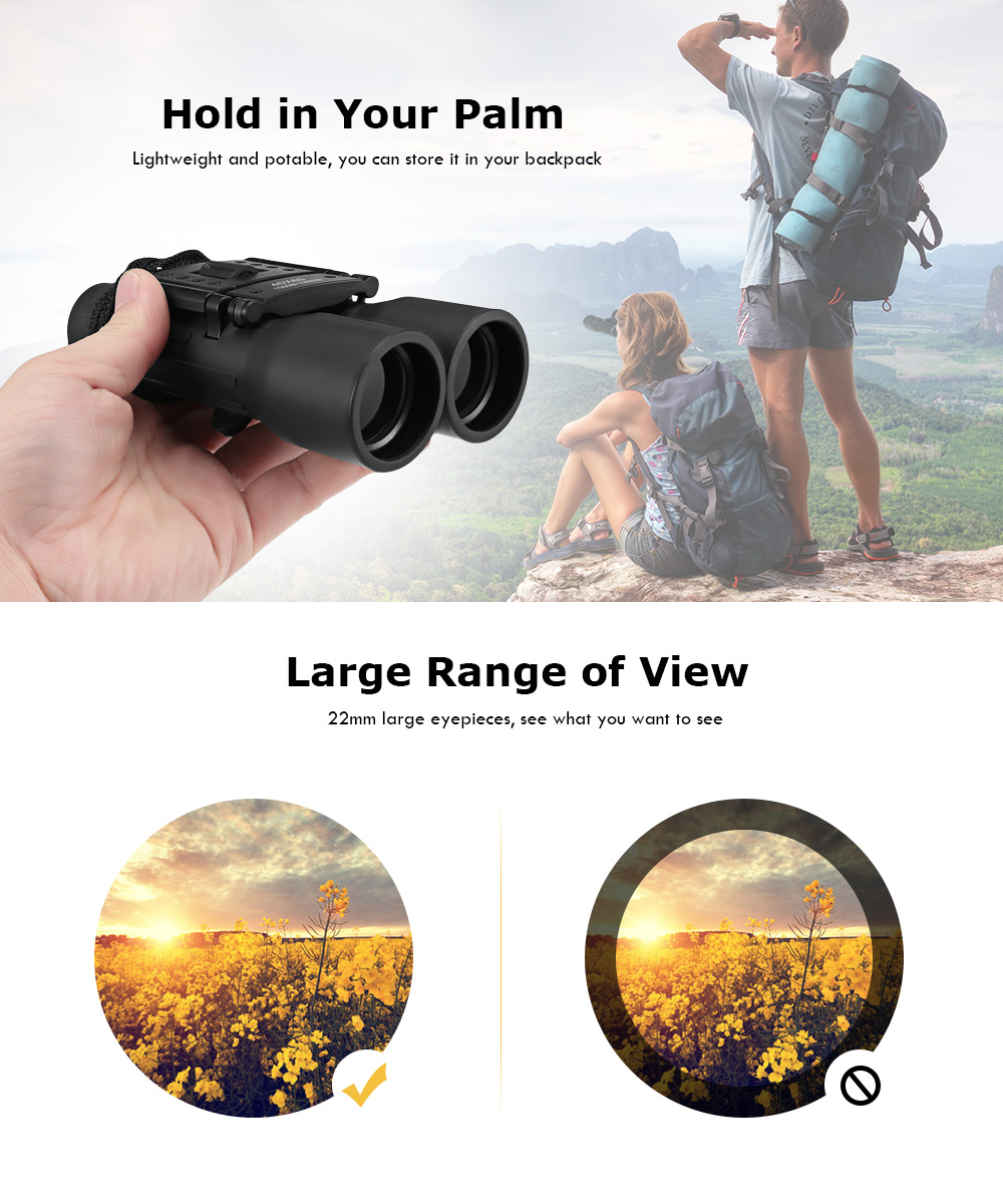 Wide Angle 40 x 60 HD Hunting Binoculars Telescope Outdoor Travel Hunting Zoom Folding Glasses