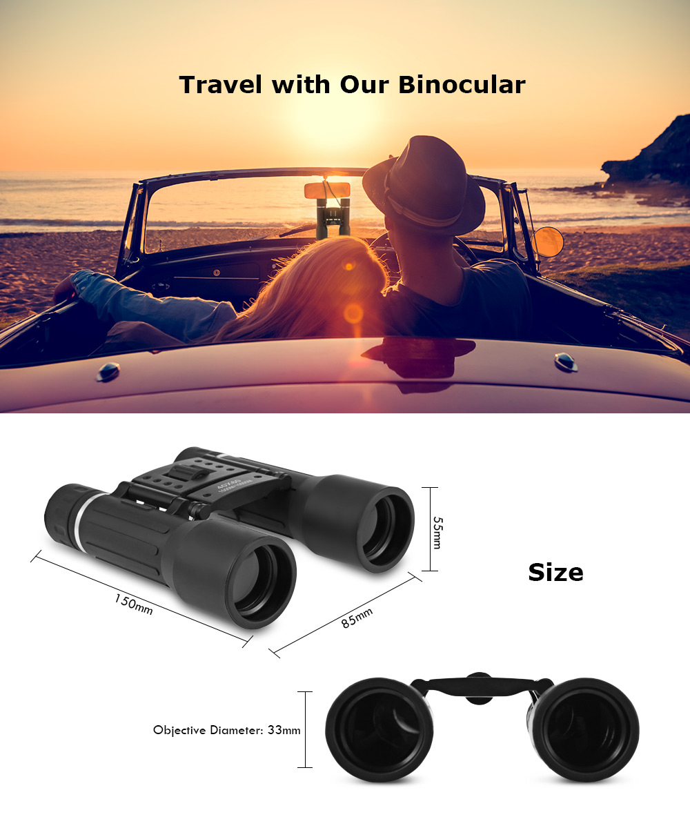 Wide Angle 40 x 60 HD Hunting Binoculars Telescope Outdoor Travel Hunting Zoom Folding Glasses