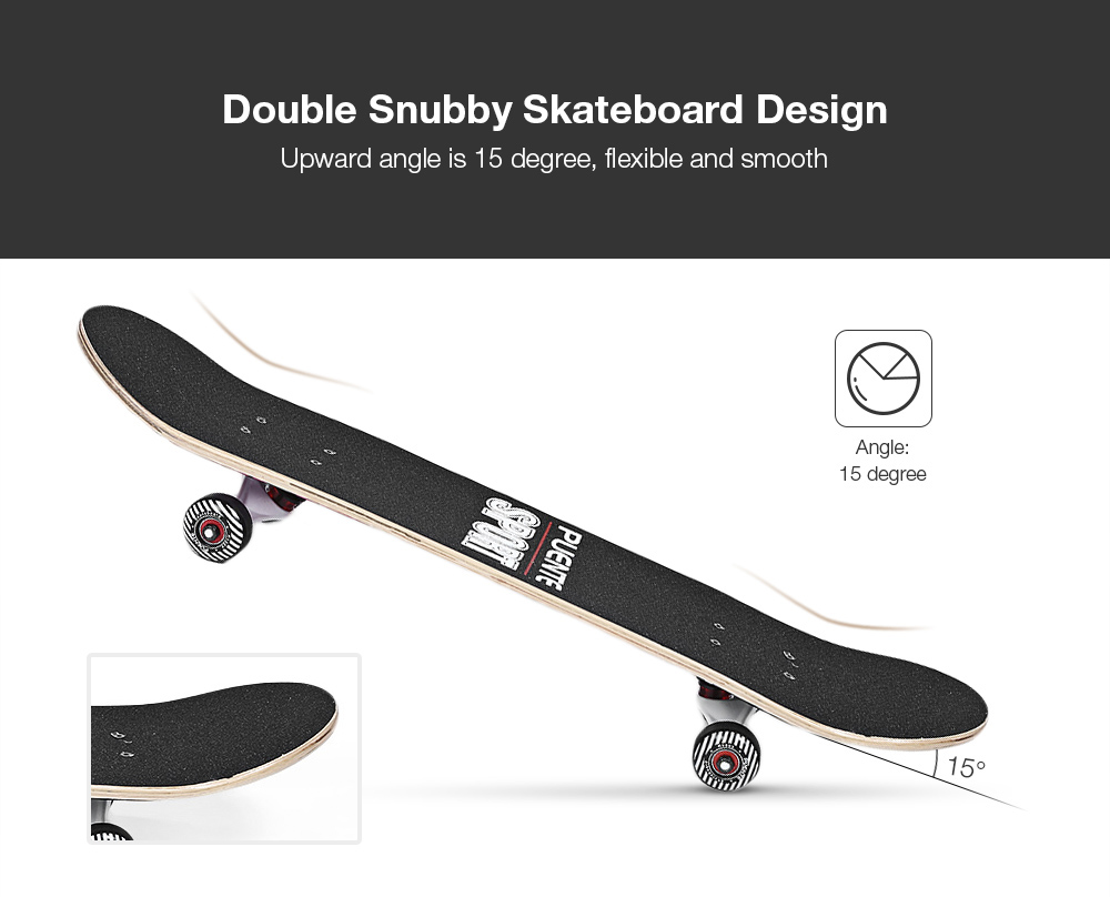 PUENTE Pet - 602 Four-wheel Double Kick Deck Skateboard for Entertainment with T-shape Gadget