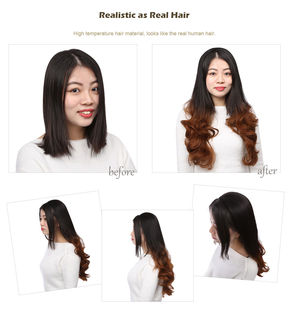 Women Heat Resistant Long Curly Wavy Half Hair Wigs Gradient Color Beauty Style