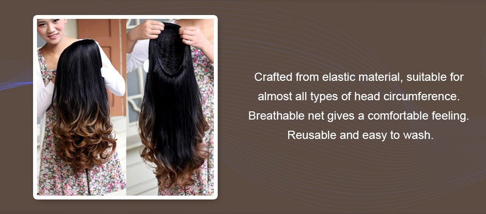Women Heat Resistant Long Curly Wavy Half Hair Wigs Gradient Color Beauty Style