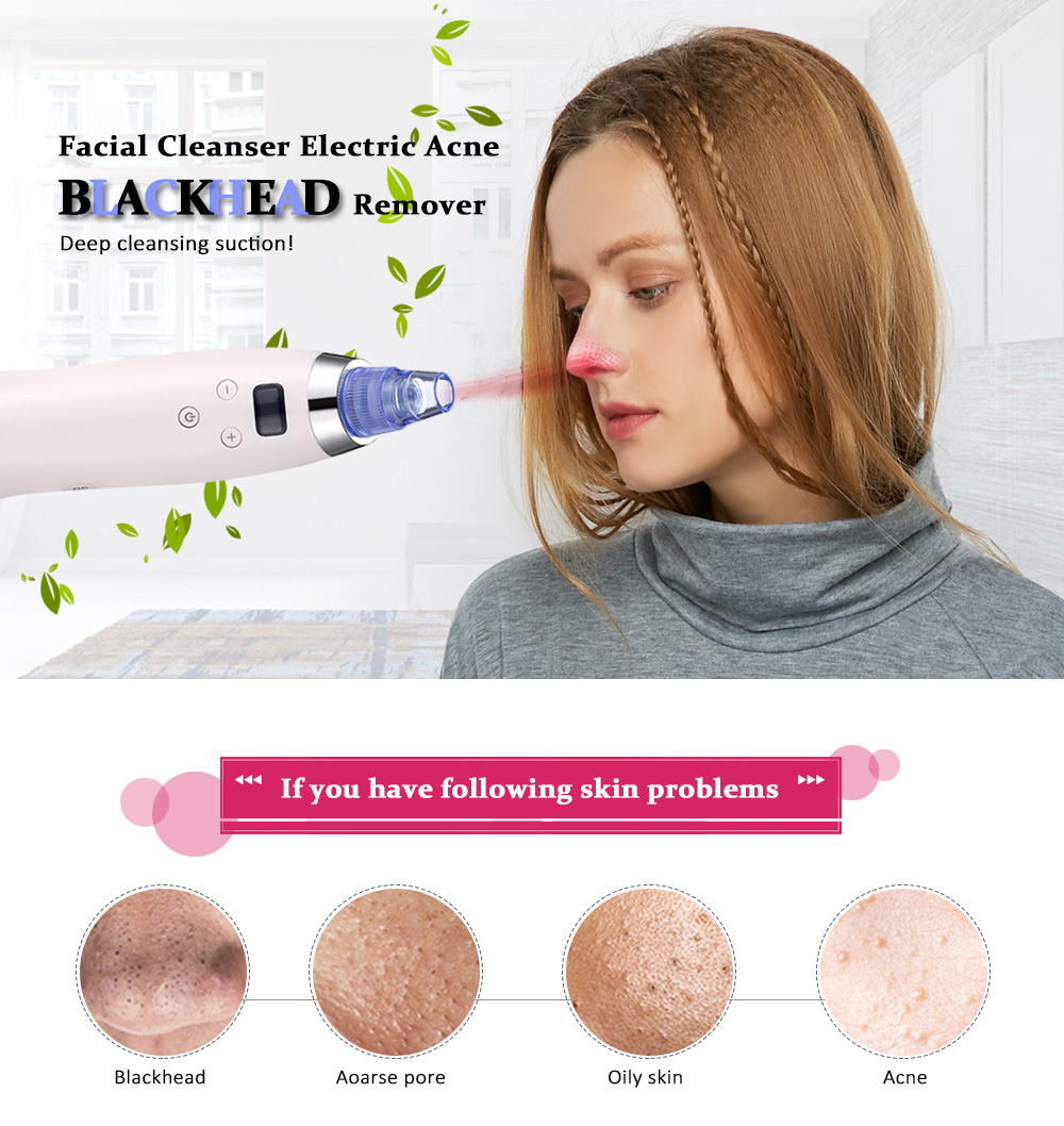 Facial Pore Blackhead Remover Acne Cleanser Vacuum Machine with LCD Display