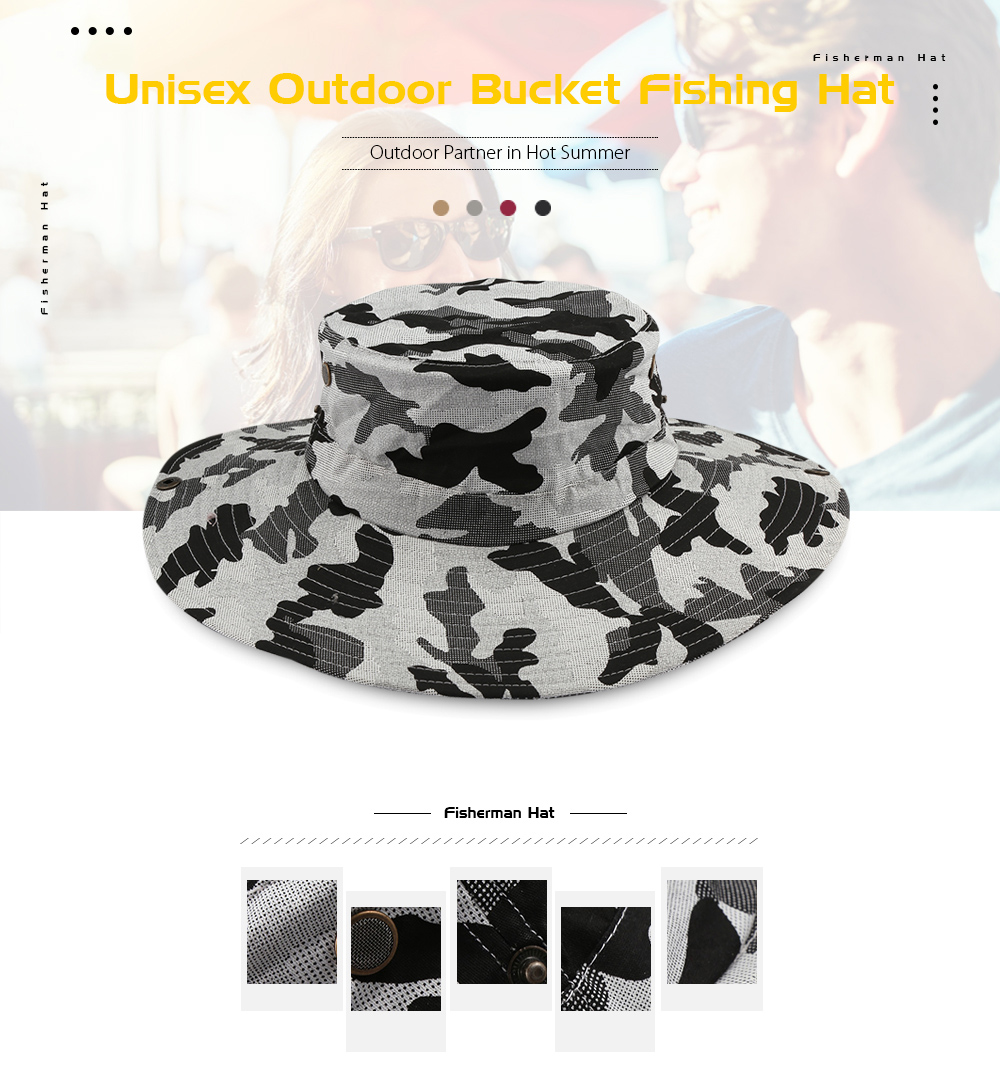 Unisex Outdoor Anti UV Bucket Fishing Hat