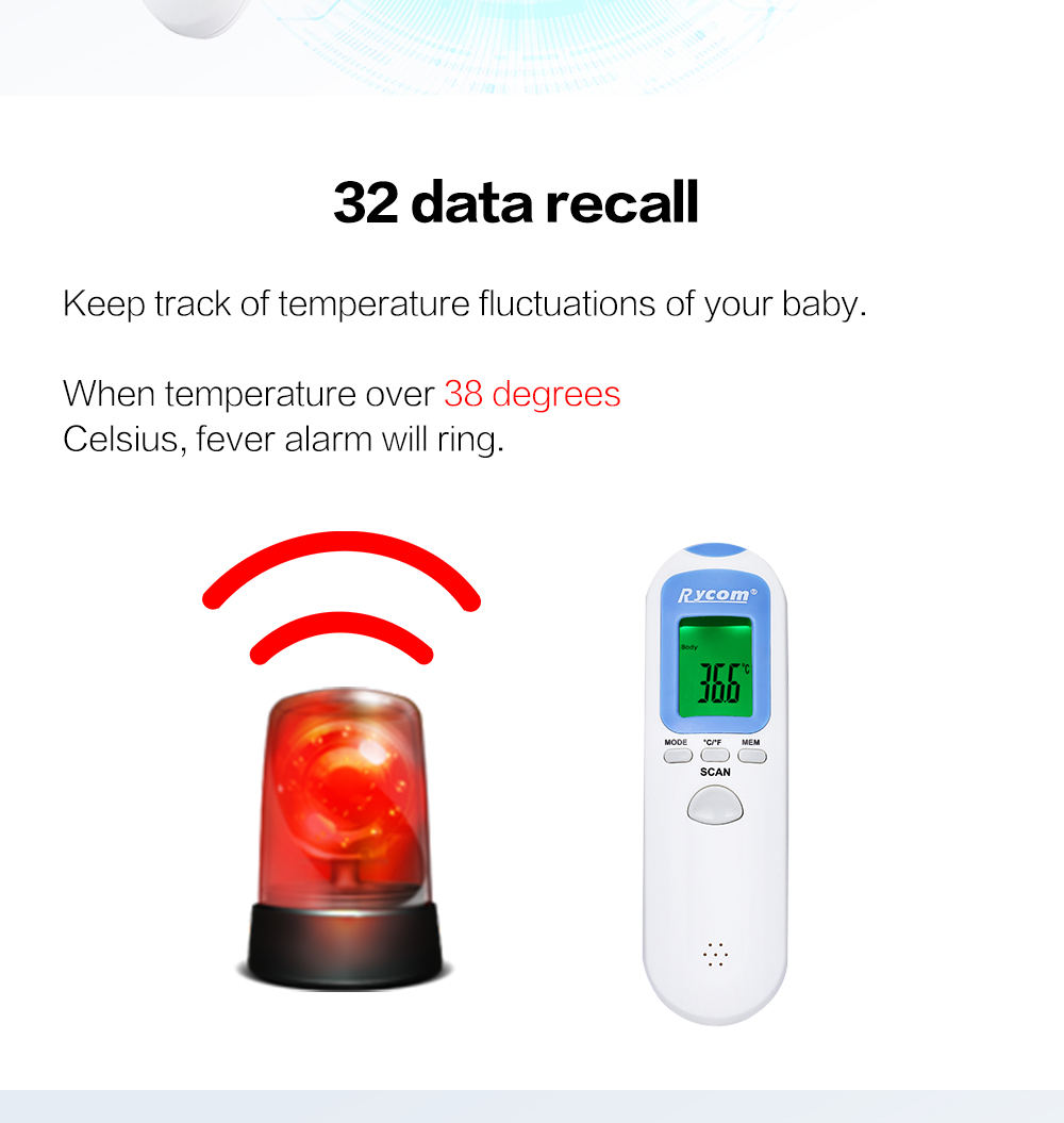 Rycom JA001 Digital Infrared Thermometer for Baby Infants Toddlers Adults