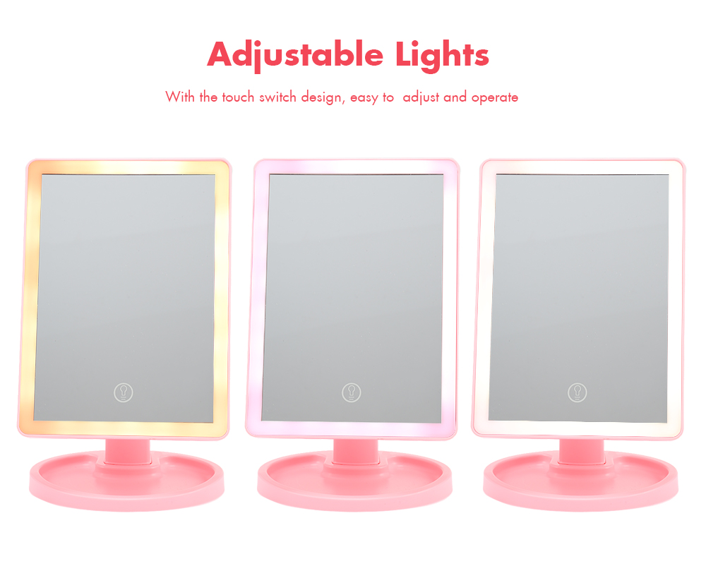 Touch Screen LED Desktop Makeup Mirror with Round Base Plate