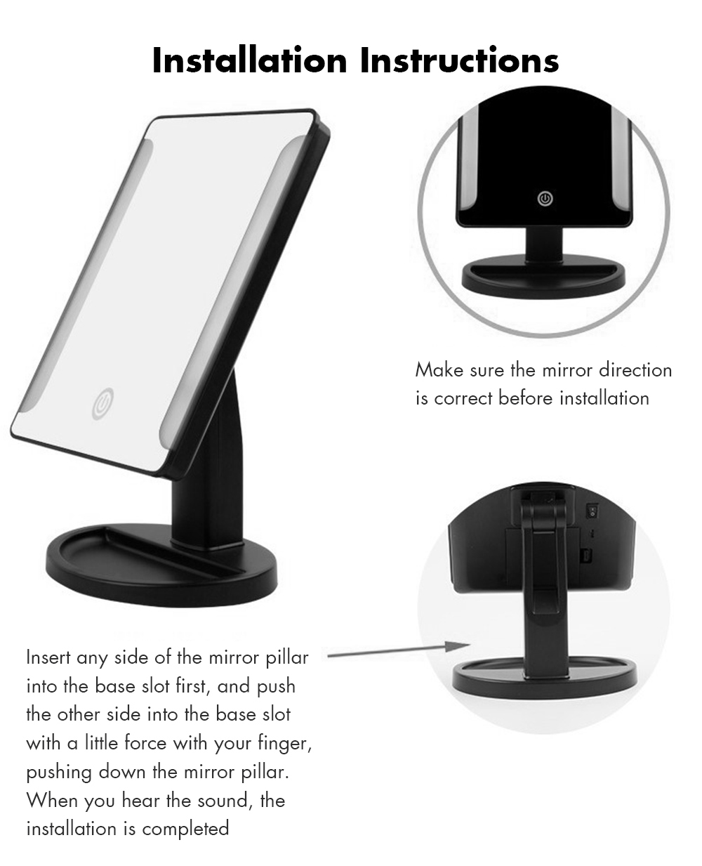 Rotation Intelligent LED Light Makeup Mirror