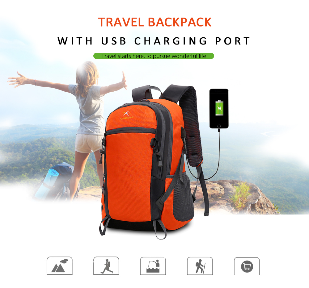 Xuanyufan XYF0029 Outdoor Hiking Lightweight Travel Backpack with USB Port
