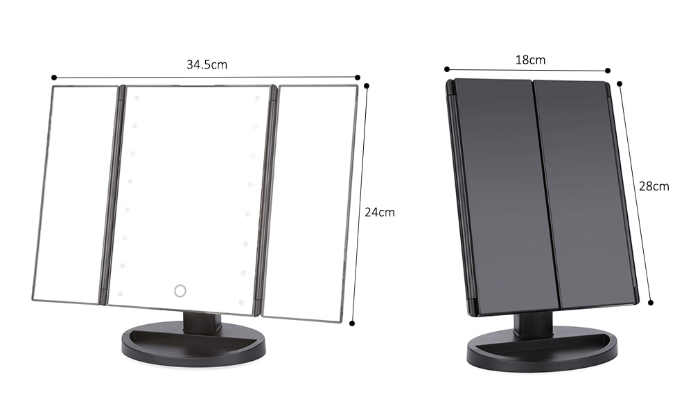 Fashion Portable Folding Table 16 LEDs Lamp Luminous Cosmetic Mirror