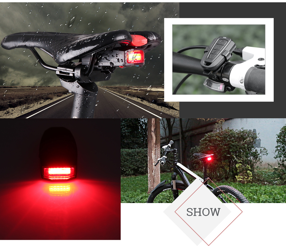 Deemount A6 Wireless Smart USB Rechargeable Bicycle Taillight with Controller