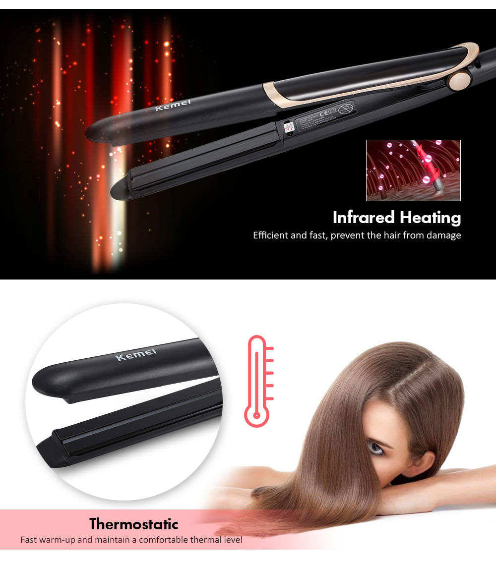 KM - 2219 Hair Infrared Straightener Ceramic Thermostatic Coating Styling Tool