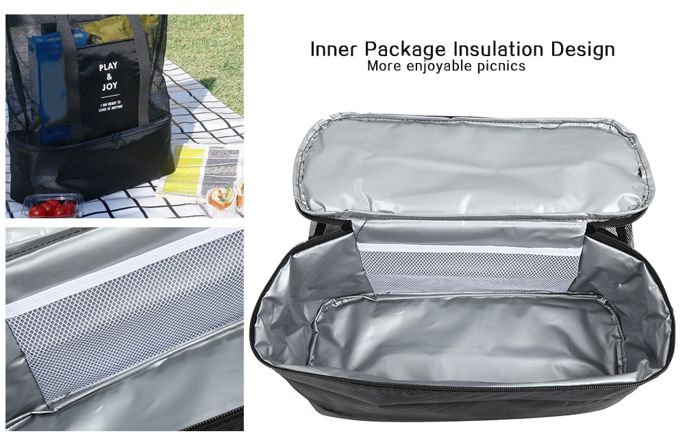 Picnic Shoulder Heat Preservation Bag Mesh Transparent Pouch