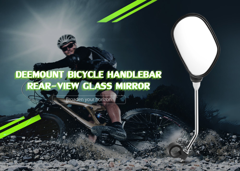 2PCS Deemount Bicycle Handlebar Rear View Glass Mirror Wide Range Back Sight