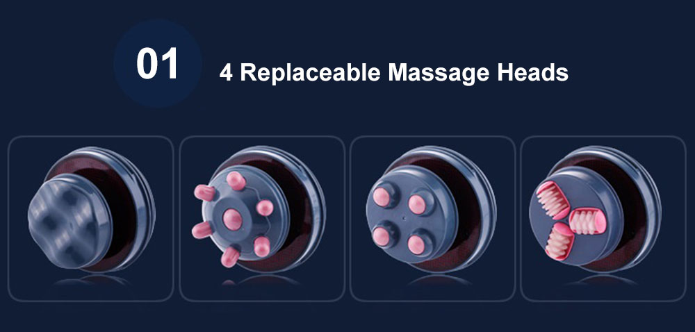 AH - 201 Electric Handheld Infrared Heating Massager Push Fat Massage Machine with 4 Replaceable Heads