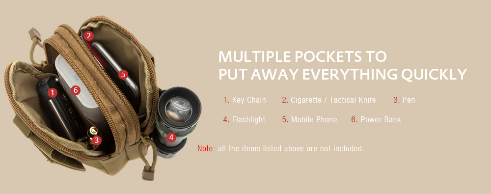 Outdoor Multi-function Tactical Molle Waist Bag Splash-resistant Wear-resistant 1000D Nylon Material