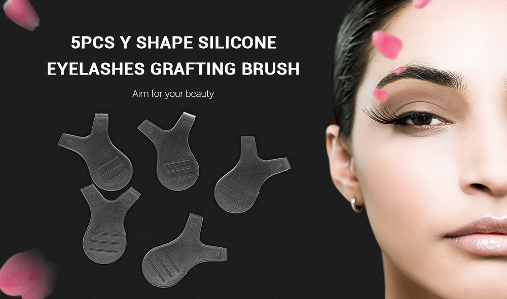 5PCS Silicone Eyelashes Grafting Brush Y Shape Curler Fake Eyelash Extension