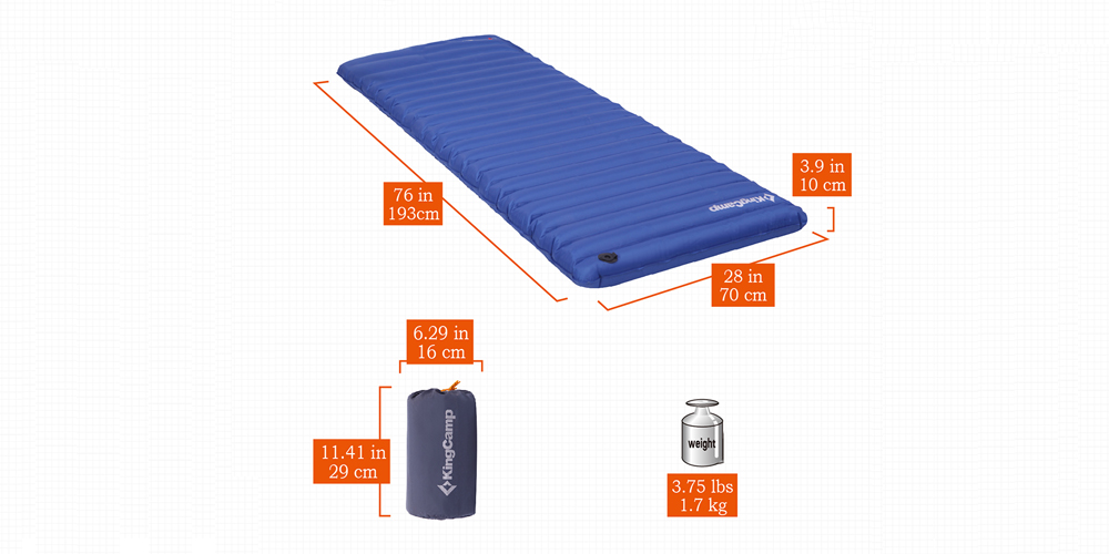KingCamp Single Pad Outdoor Camping Sleeping Air Mattress Mat Bed with Built-in Foot Pump