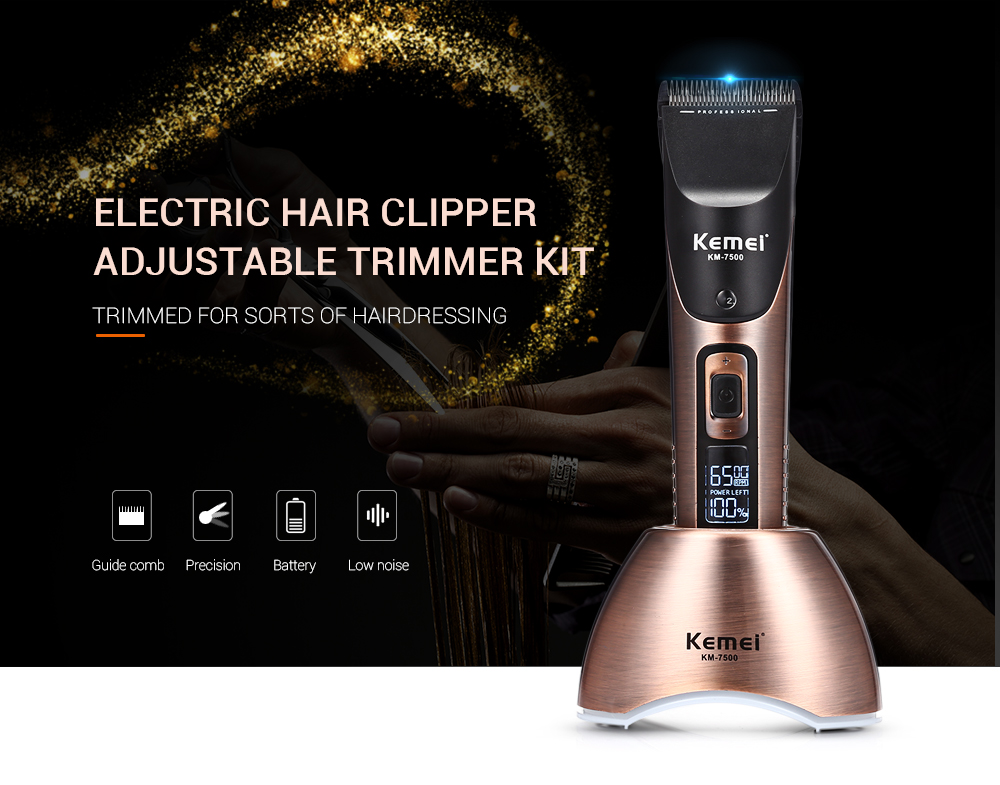 KM - 7500 Electric Hair Clipper Rechargeable LCD Cordless Adjustable Trimmer Kit