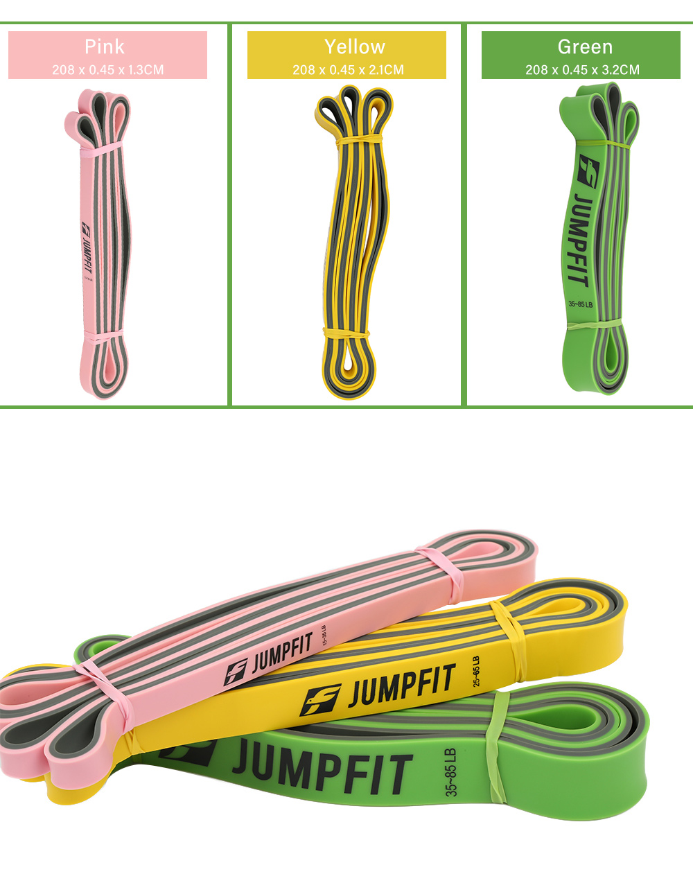 JUMPFIT Resistance Bands Two-tone Pull Up Fitness Stretch Bands