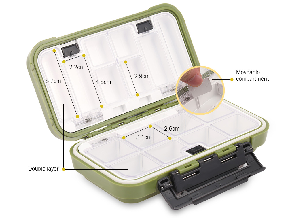 Professional Fishing Tackle Boxing Double Layer 16 Compartments Lure Box