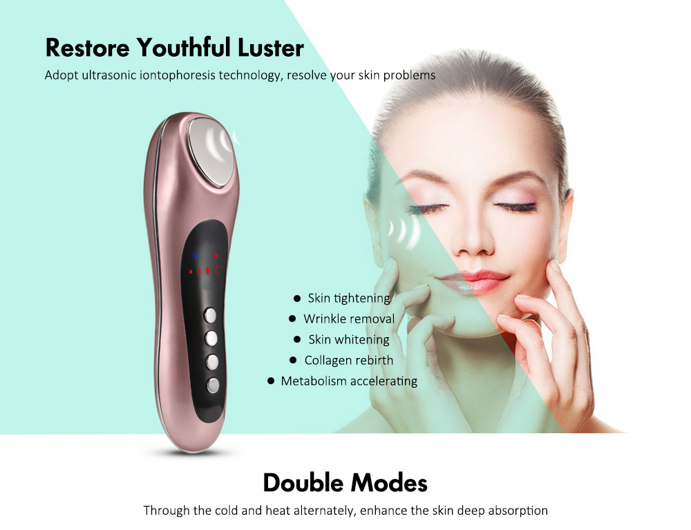 Ultrasonic Electric Vibrating Facial Skin Cold and Heat Ion Beauty Instrument