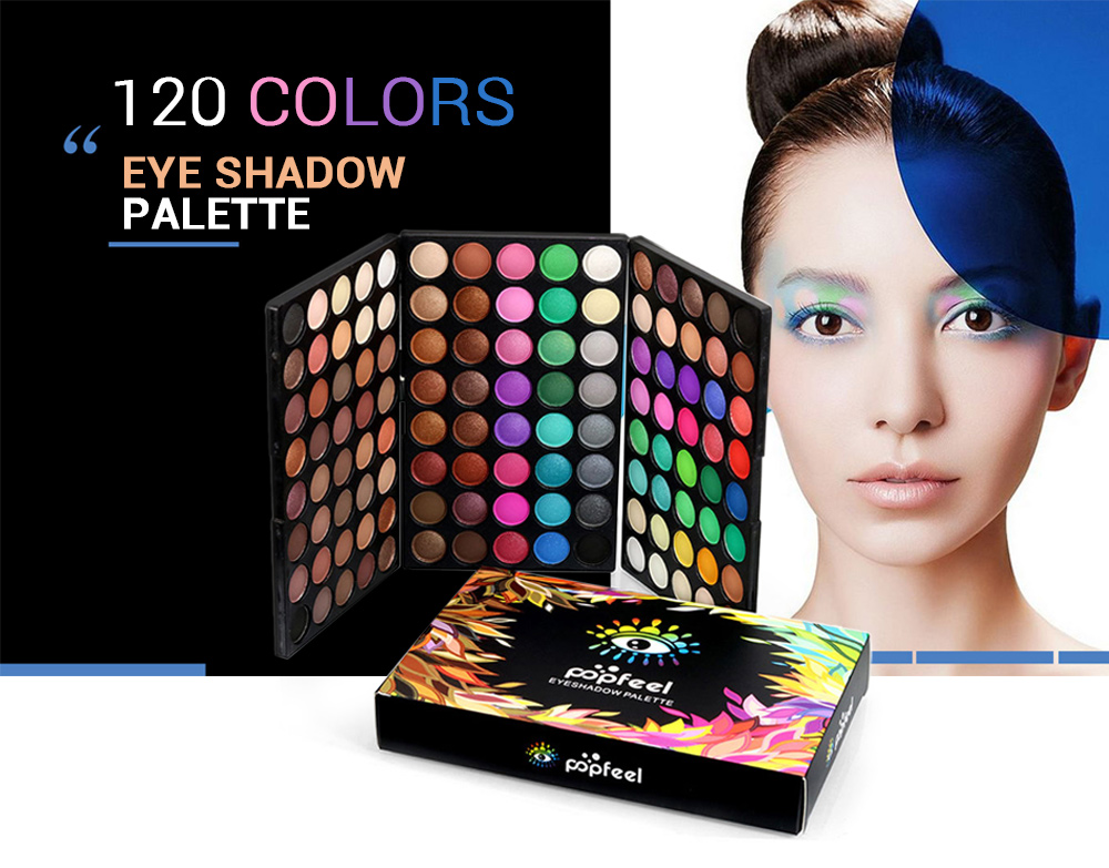 popfeel EP120 Eye Shadow Palette 120 Colors Matte Shimmer Glitter Makeup Cosmetic
