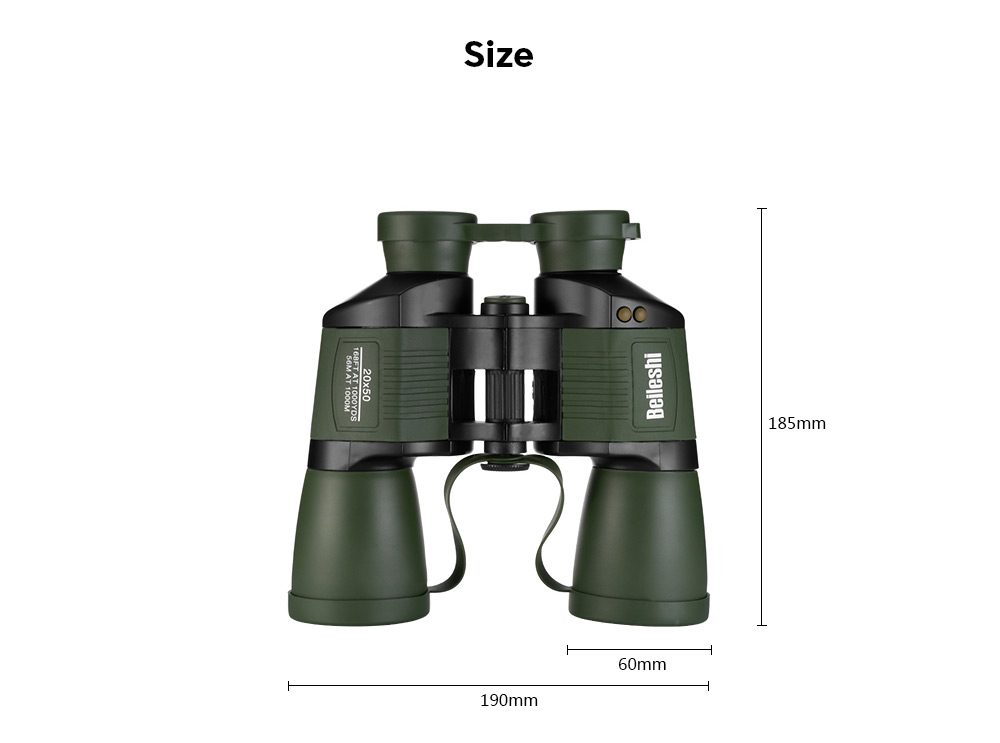 Beileshi 20x50 Folding High Powered Binocular with All-optic Objective Lens