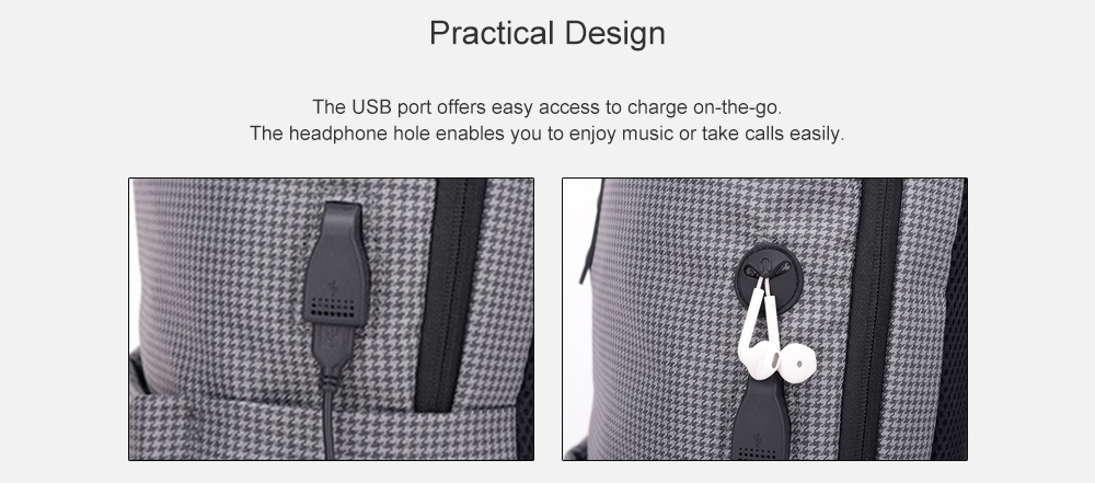 Stylish Stripe Business Laptop Backpack with USB Port
