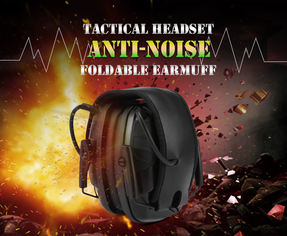 Tactical Headset Anti-noise Foldable Earmuff Microphone for Shooting Hunting