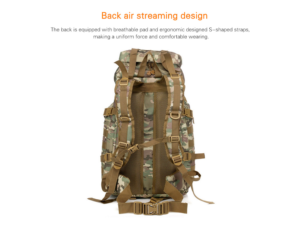 Outdoor Waterproof 60L Multifunctional Tactical Backpack with Rain Cover for Hiking Camping