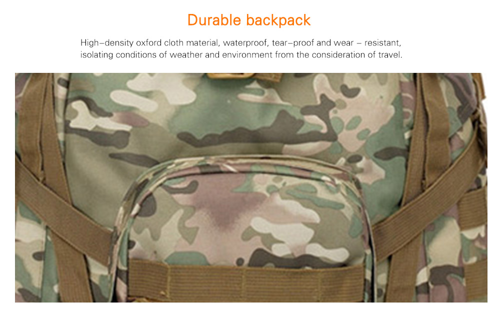 Outdoor Waterproof 60L Multifunctional Tactical Backpack with Rain Cover for Hiking Camping
