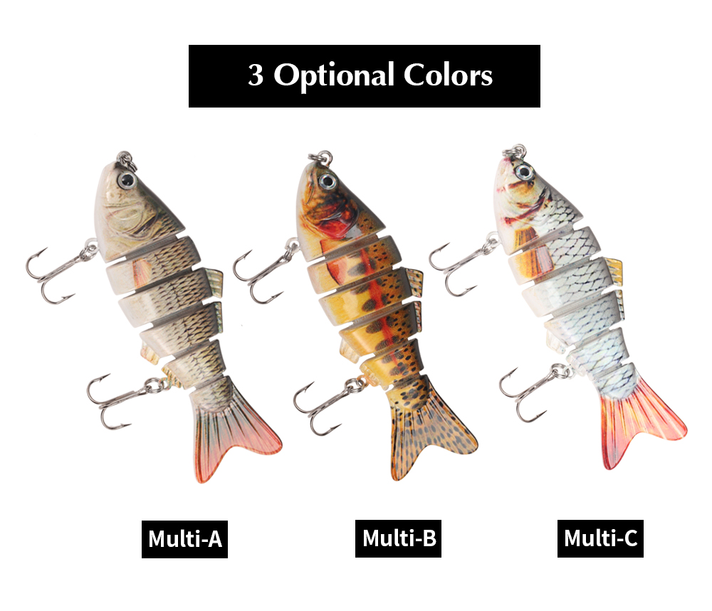 A FISH LURE Artificial Hard Fishing Lure 6 Segments Bait with Hooks