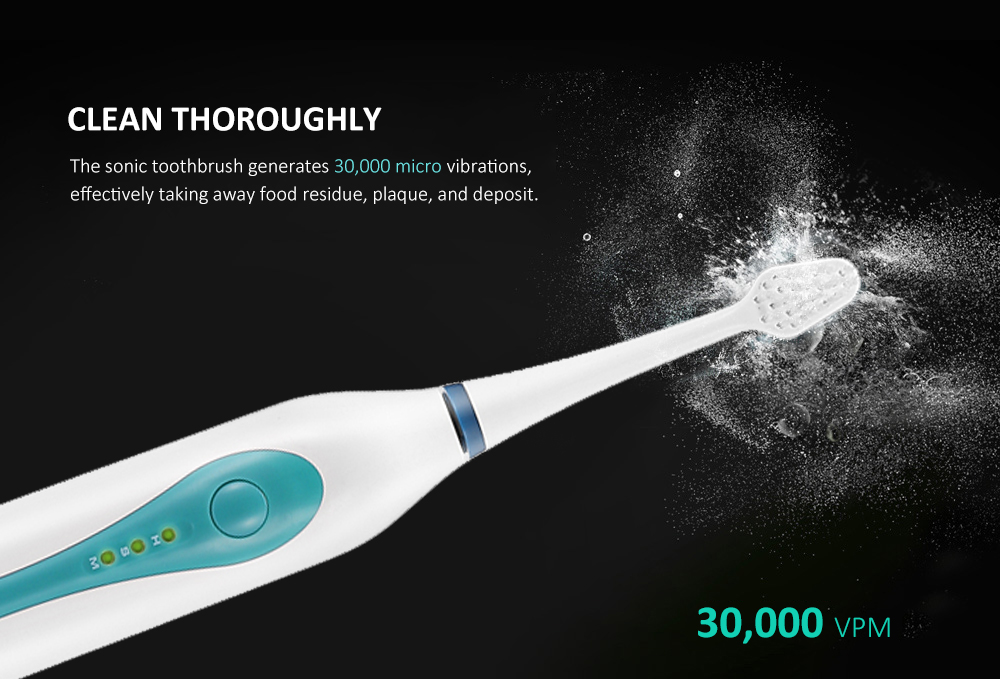 Alfawise RST2050 Sonic Electric Toothbrush Intelligent 2-min Timing with 2 Brush Heads