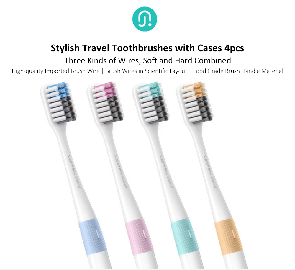 DOCTOR·B Stylish Travel Toothbrushes with Boxes 4pcs from Xiaomi mijia