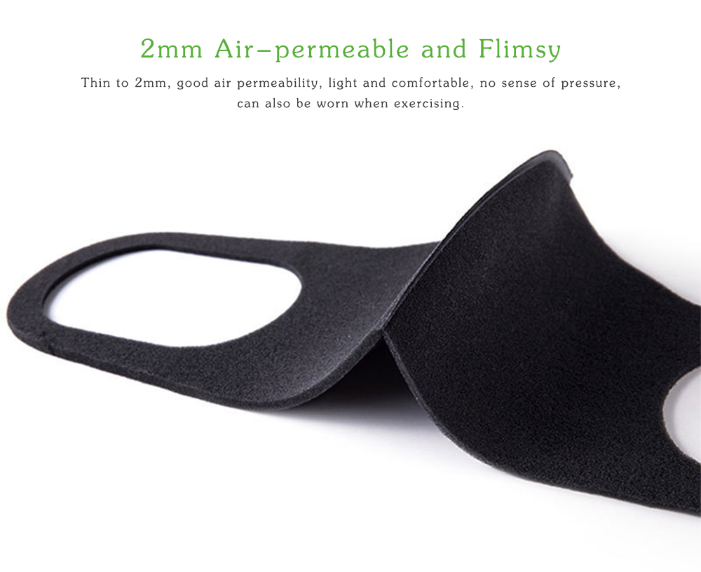 Easy Breath Fashion Black Sponge Ice Silk Cotton Anti-smog Dust Mask 3pcs