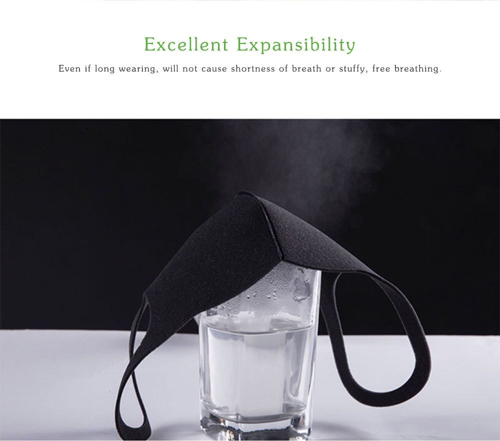 Easy Breath Fashion Black Sponge Ice Silk Cotton Anti-smog Dust Mask 3pcs