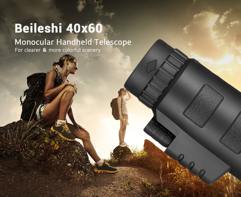 Beileshi 40x60 Monocular Handheld Telescope with Phone Clip and Tripod