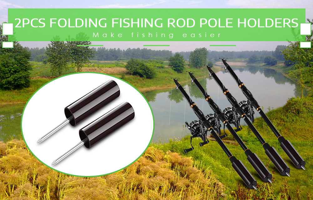 2pcs Oversized Folding Fishing Rod Pole Holders Ground Support Stands
