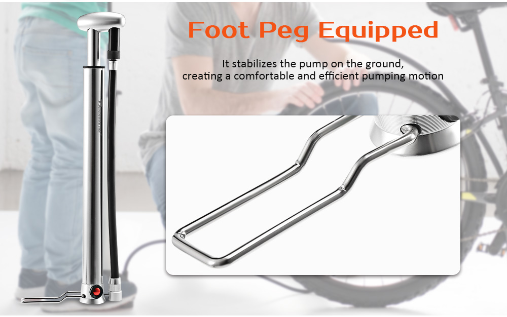 Deemount Bicycle Pump with Foot Peg Aluminum Alloy 160 psi