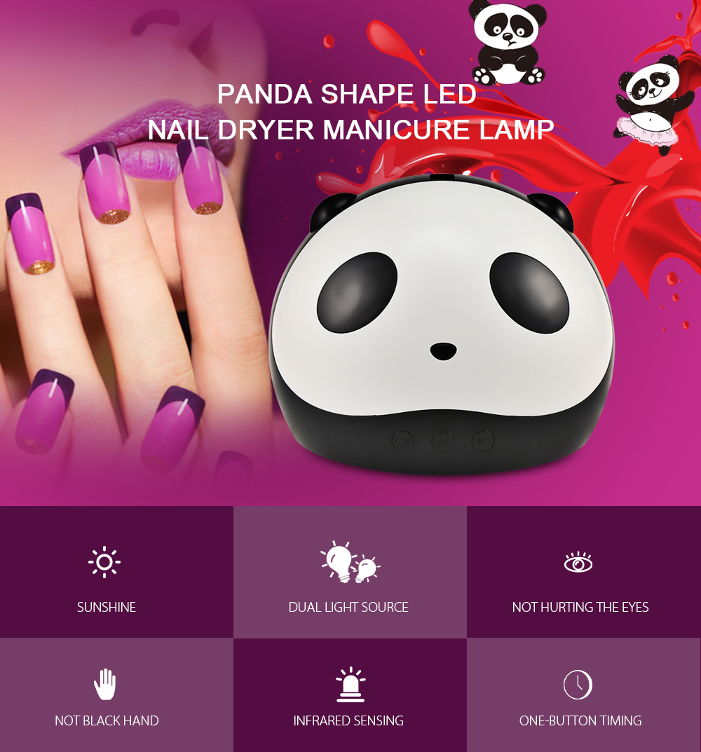 Panda Shape UV Lamp 36W LED Nail Dryer Manicure Lamps Auto Motion Drier