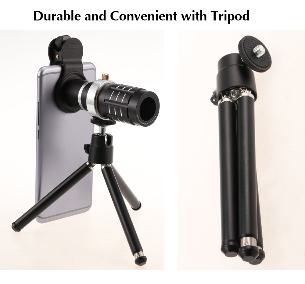 12X Obset OBM1205 Outdoor Telephoto Lens with Tripod for Mobile Phone
