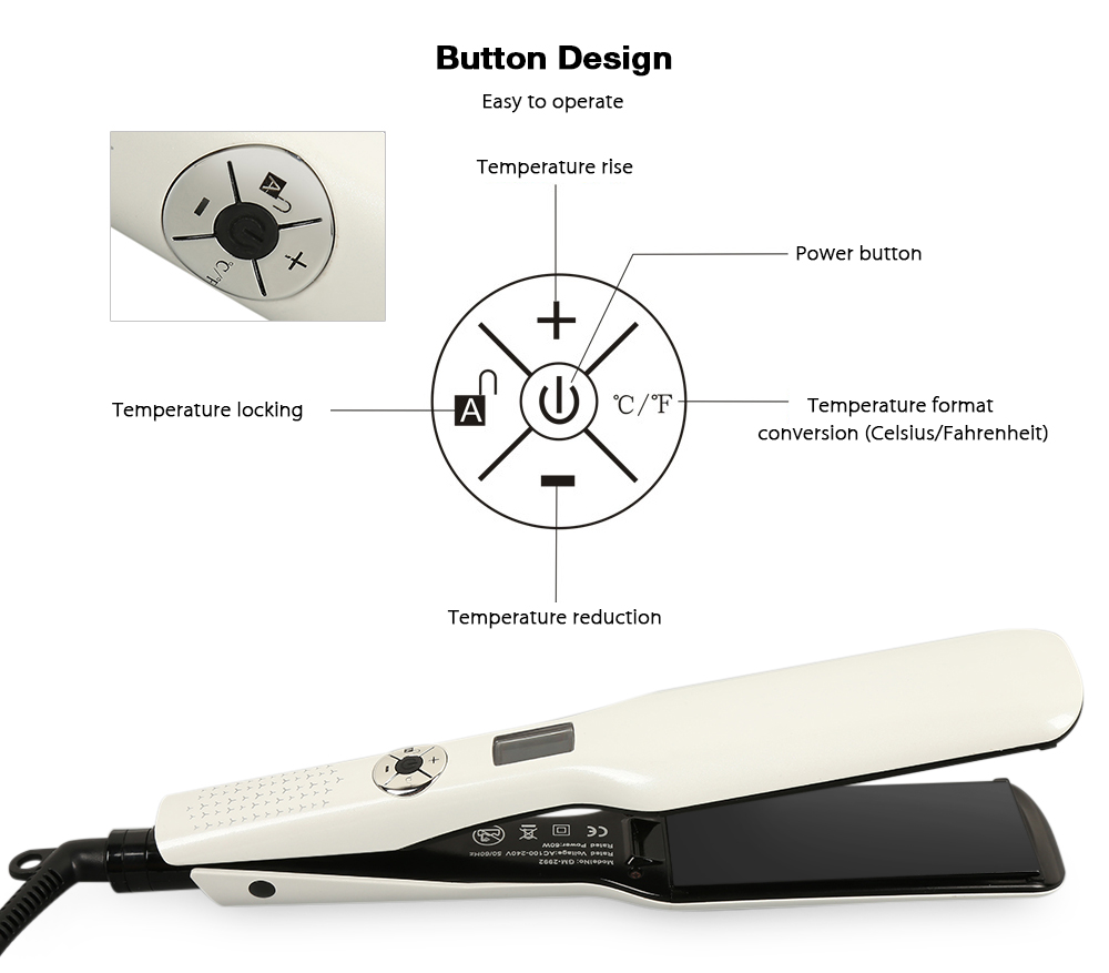Electric Hair Straightener LCD Display Styling Tool