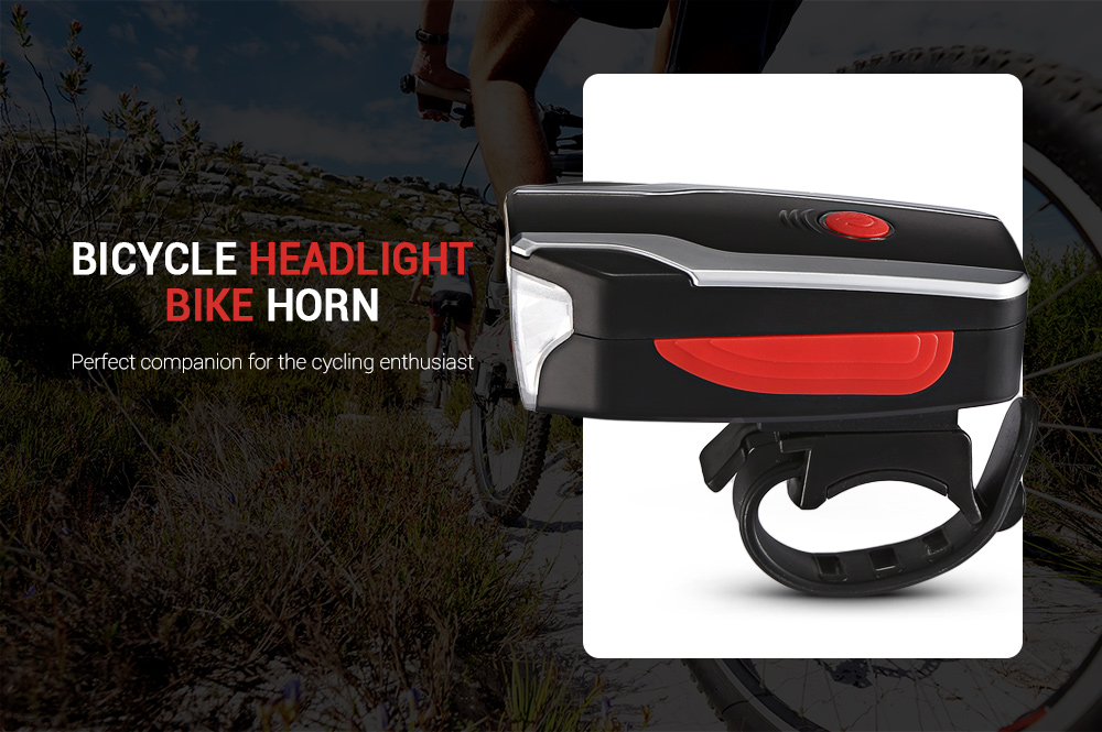 2599 Bicycle Headlight Bike Horn USB Charging Front Light with Anti-theft Alarm