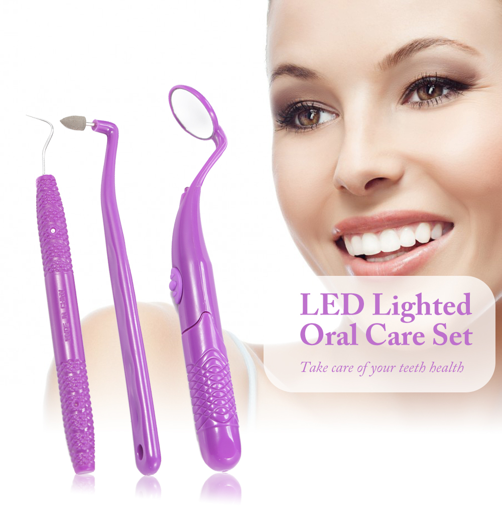 Super Bright LED Lighted Dental Kit Oral Care Set for Self Teeth Caring