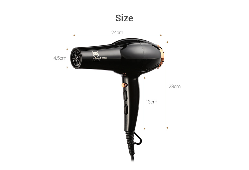 NO.6630 3000W Household Hair Dryer High Power Hot and Cold Wind