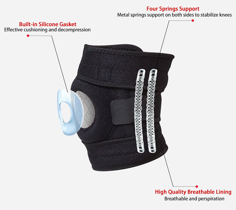 Elastic Knee Pads Adjustable Four Spring Safety Guard Strap for Outdoor Sports