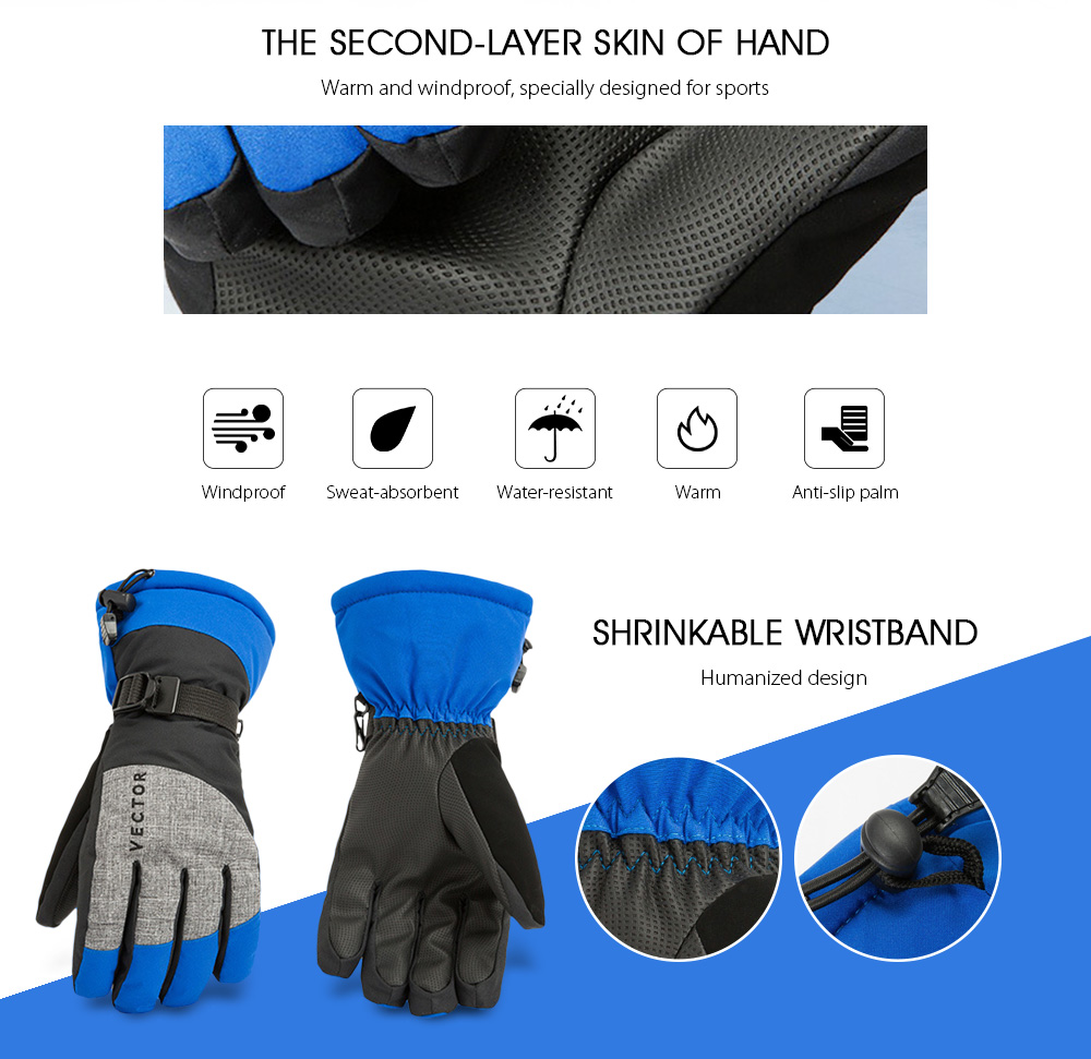 vector Windproof Water Resistant Winter Warm Skiing Snowboarding Gloves